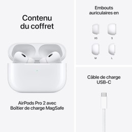 Apple AirPods Pro 2 - Ecouteurs sans-fil - Boitier de recharge USB Type-C - Blanc